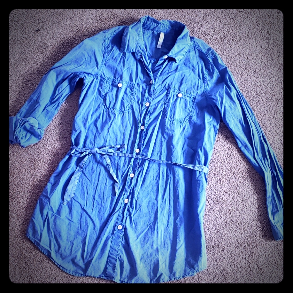 ON tie waist button down Tunic